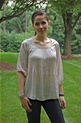 Isabel Lu 3/4 Sleeve Washed Satin Pleated Top - Batyana Boutique
 - 1
