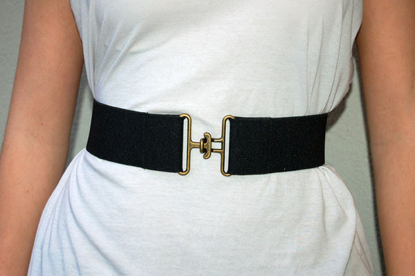 Lewis Cho Stretch Brass Buckle Belt - Batyana Boutique
 - 3