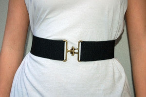 Lewis Cho Stretch Brass Buckle Belt - Batyana Boutique
 - 1