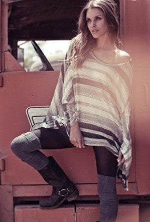 Michael Lauren Striped Cape Tee - Batyana Boutique
 - 1