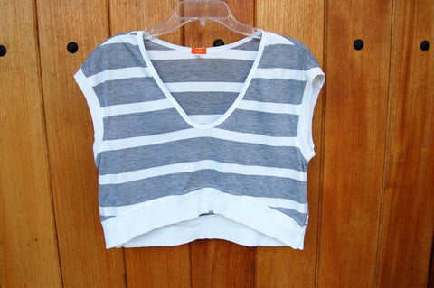 Midi Striped Oversized Crop Top - Batyana Boutique
 - 1